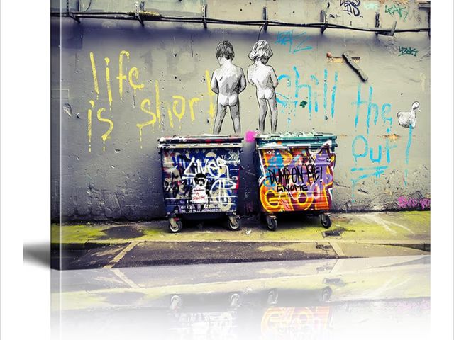 Lot 96-180419 - Faicai Art Banksy Graffiti Art Wall Art Canvas Paintings HD Printed Abstract Street Art Posters and ...