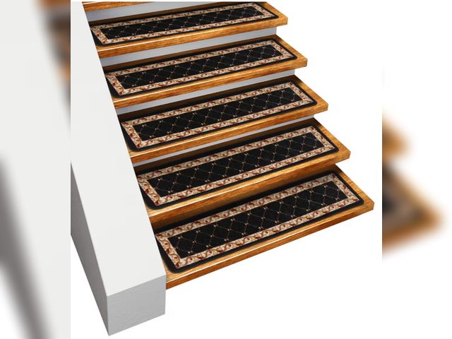 Lot 96-187749 - House, Home and More Set of 15 Skid-Resistant Carpet Stair Treads – Traditional Lattice with Floral ...