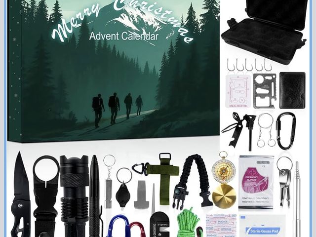 Lot 96-194332 - Survival Kit Advent Calendar 2025 - Christmas Countdown Calendar 24 Days, Advent Calendar for Men Ad...