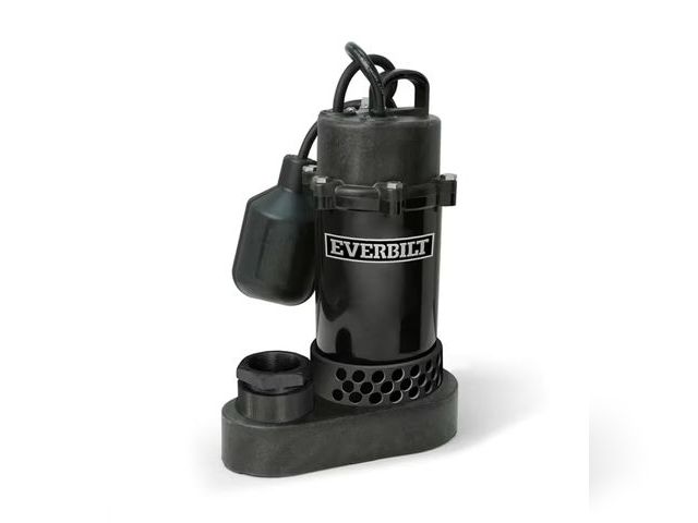 Lot 96-162589 - Everbilt
1/4 HP Aluminum Submersible Sump Pump Tether Switch
New slight box damage
