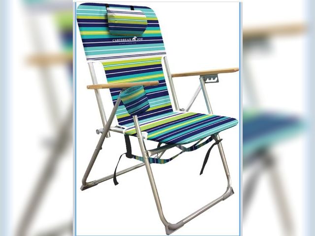 Lot 96-173717 - Caribbean Joe Folding Beach Chair, 4 Position Portable Backpack Foldable Camping Chair with Headrest...