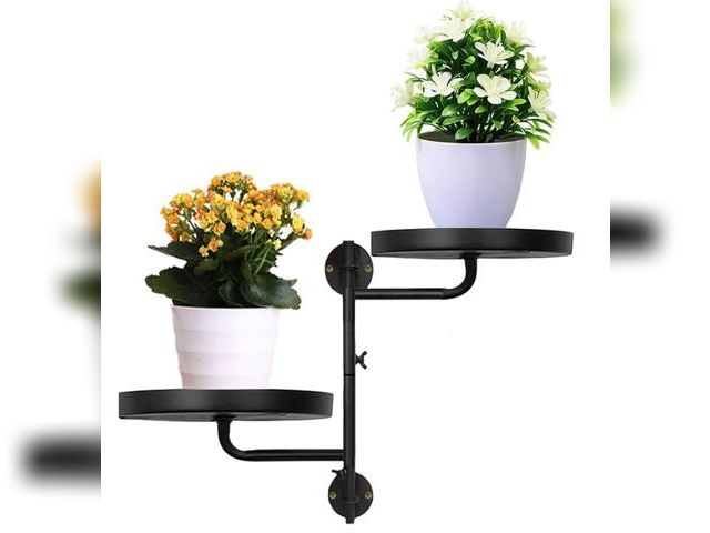 Lot 96-166498 - Rotating Window Plant Shelves, 2-tier Metal Plant Stand, Wall Mounted Plant Holder, Indoor&amp;Outdo...