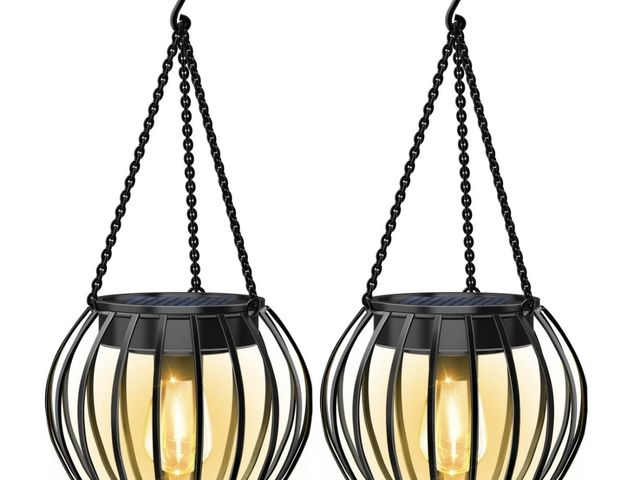 Lot 96-233141 - COCOBELA 2Pack Solar Outdoor Lights Upgraded Hanging Solar Lantern Metal Solar Lights Outdoor Waterp...