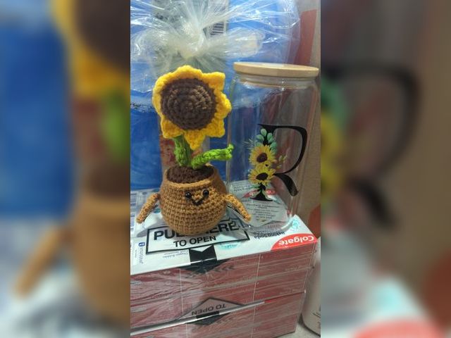 Lot 96-201344 - 2 in 1 Personalized Glass Drinking Cup and Sunflower Gift R New