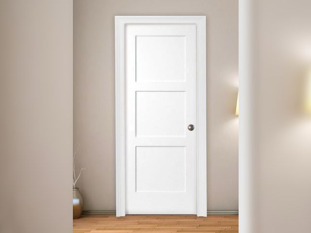 Lot 96-183641 - 25in. x 80 in. 3-Panel Prehung Left Door New, open box