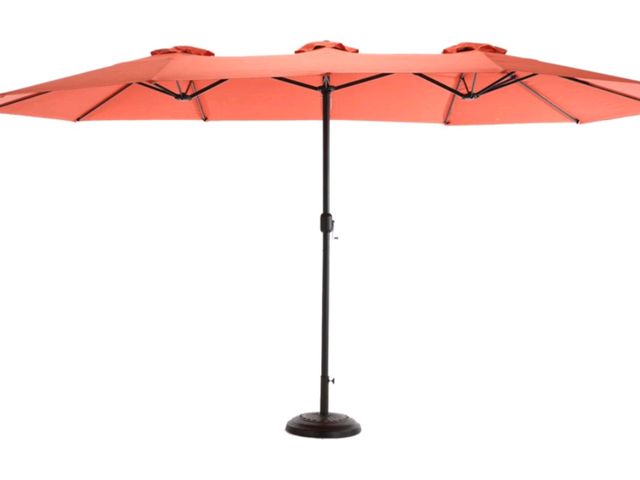 Lot 96-227056 - Double Sided Outdoor Umbrella Rectangular Large with Crank Orange No Base
New 
Exact model may vary ...