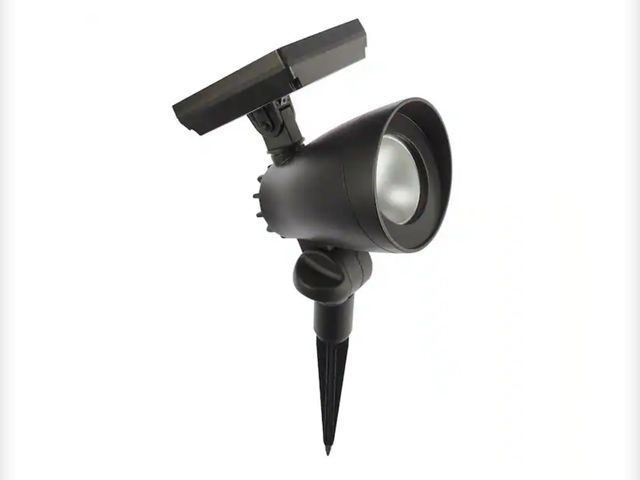 Lot 96-227769 - Hampton Bay 55 Lumen Black LED Weather Resistant Outdoor Solar Spot Light with Adjustable Head New