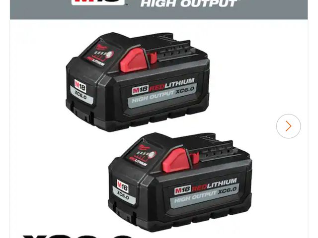 Lot 96-160588 - Milwaukee M18 18-Volt Lithium-Ion High Output 6.0Ah Battery Pack (2-Pack) with M18 Charger, $437 Val...