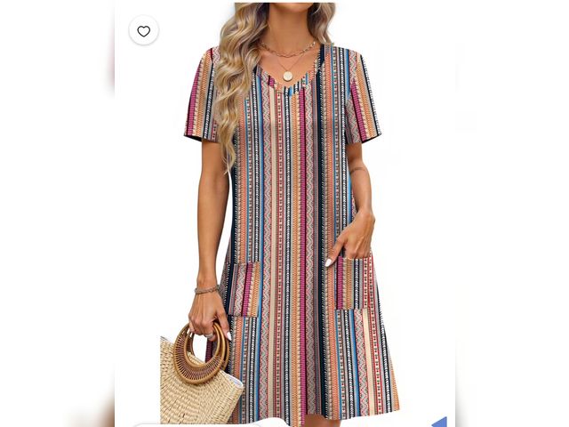 Lot 96-232479 - Fantaslook Summer Dresse XL for Women V Neck Short Sleeve Casual T Shirt Dress Beach Sundress with P...