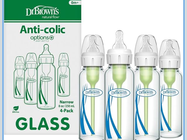 Lot 96-190761 - Dr. Brown's Natural Flow Anti-Colic Options+ Narrow Glass Baby Bottle 8 oz/250 mL, with Level 1 Slow...