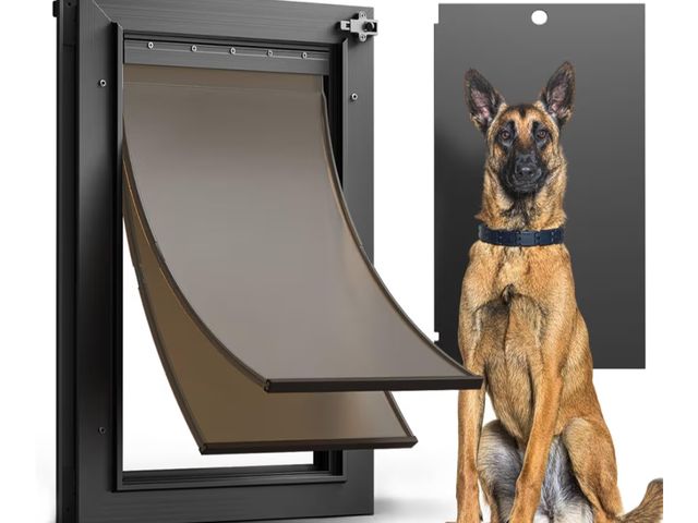 Lot 96-177593 - All Aluminum Dog Door for Exterior Door, Medium Doggy Door, Heavy Duty Pet Door, Double Magnetic Fla...