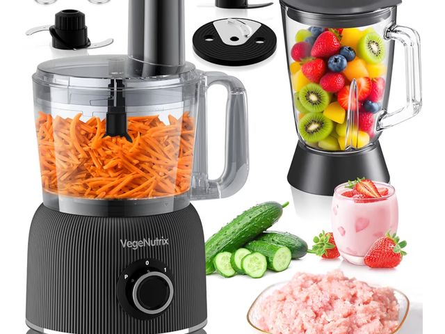 Lot 96-177742 - Food Processor and Blender Combo, 88 oz Food Chopper for Meat, Vegetable and Dough, 70 oz 600W Glass...