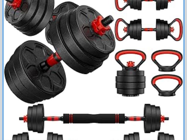 Lot 96-188716 - Adjustable Dumbbell Set, 20/33/45/70/90lbs Free Weight Set with Connector, 4 in1 Dumbbells Set Used ...