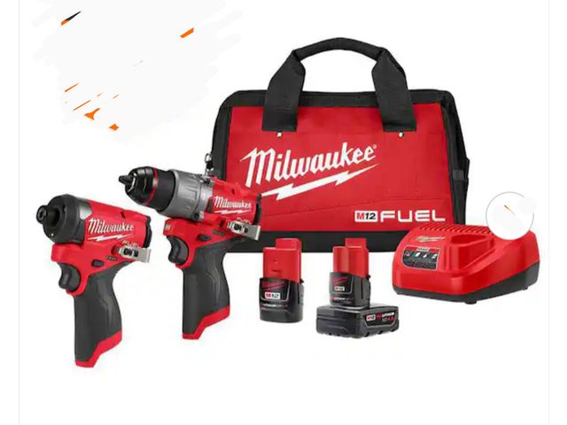Lot 96-232482 - MILWAUKEE M12 Fuel Tool Combination Kit: 2 Tools, Hammer Drill/Impact Driver, 12 V DC Volt, Battery ...