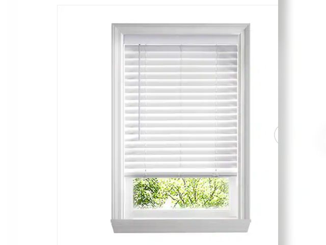 Lot 96-214204 - Home Decorators Collection White Cordless Faux Wood Blinds for Windows with 2 in. Slats - 33.5 in. W...