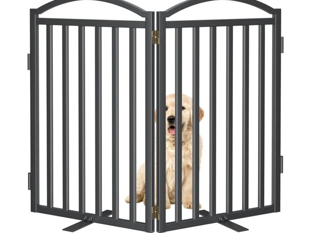 Lot 96-175992 - Malier Metal Freestanding Dog Gate, 32'' Height Outdoor Indoor Dog Fences, Extra Wide Foldable Puppy...