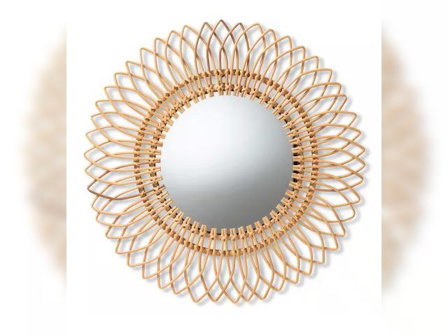 Lot 96-181991 - bali &amp; pari Bora 31.5 in. H x 31.5 in. W Natural Rattan Mirror New
