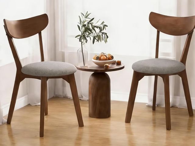 Lot 96-198544 - LDAILY Wooden Dining Chairs Set of 2 Mid-Century Upholstered Chairs for Dining Table w/Solid Rubber ...