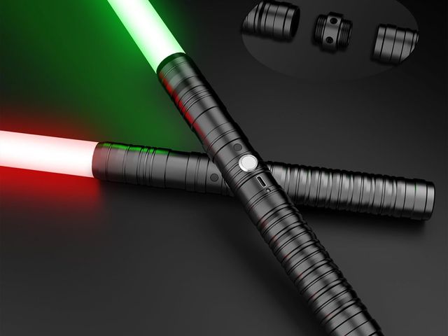 Lot 96-163955 - Lightsabers Metal Hilt Dueling Light Sabers RGB 16 Color, FX Sound, Doubled Blade, Rechargeable Swor...