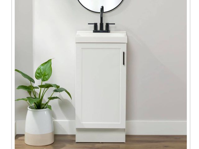 Lot 96-182112 - Glacier Bay Penlee 17 in. Single Sink
White Bath Vanity with White Cultured Marble Top (Assembled) M...