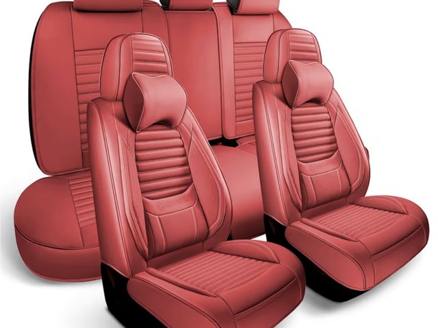 Lot 96-187401 - Complete Car Seat Cover, Faux Leather Seat Covers, Front and Rear 5 Seats with Headrest Pillows, Air...
