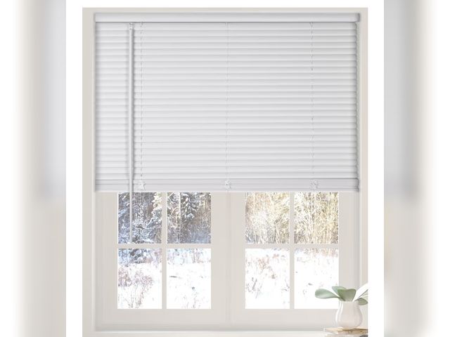 Lot 96-180588 - Calyx Interiors Cordless White Mini Blinds, 35" W x 60" H
1" Light Filtering, Vinyl, Horizontal Blin...