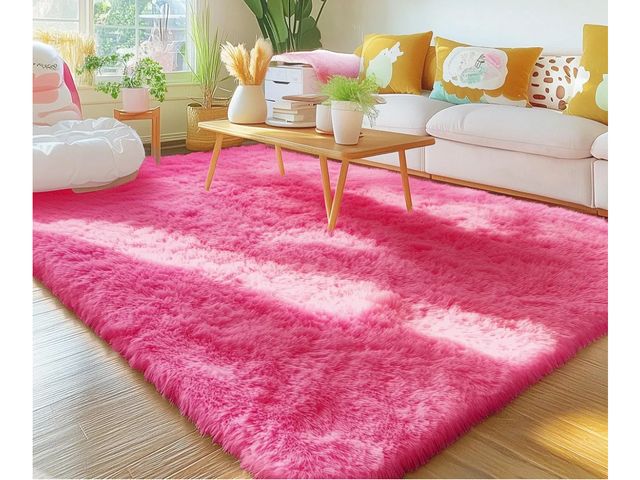 Lot 96-170465 - Area Rugs for Living Room Bedroom, Machine Washable Pink, lightly used exact size unknown
