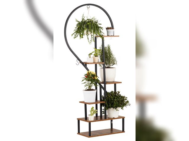 Lot 96-177297 - IDZO Metal Plant Stand, Heart Shape Ladder Plant Stands for Indoor Plants Multiple, Black Plant Shel...