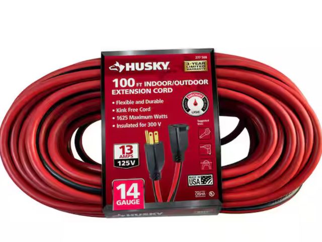 Lot 96-181916 - Husky
100 ft. 14/3 Medium Duty Indoor/Outdoor Extension Cord, Red/Black
used untested