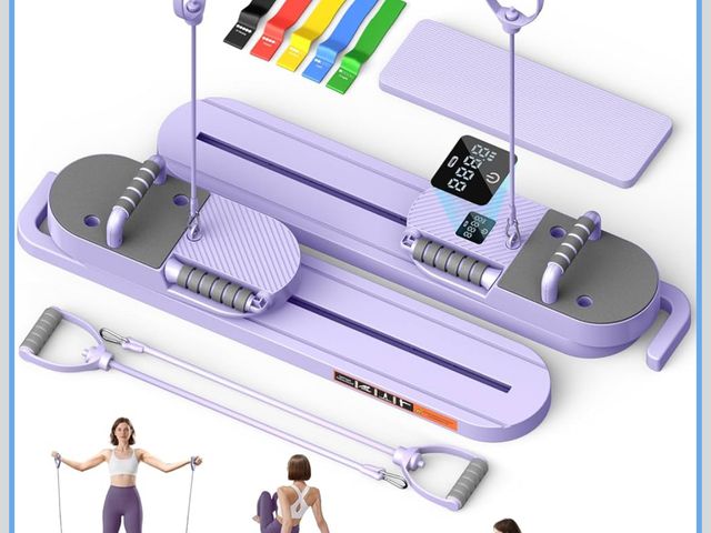 Lot 96-180512 - Upgrated Pilates Board, Pilates Reformer with Counter and Resistance Band, Pilates Board for Home Wo...