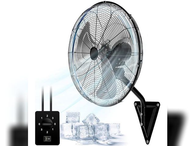 Lot 96-170641 - 20” Wall Mount Fan 7000 CFM High Velocity Wall Industrial Fan 120° Oscillating Fans 3-Speed for Hous...