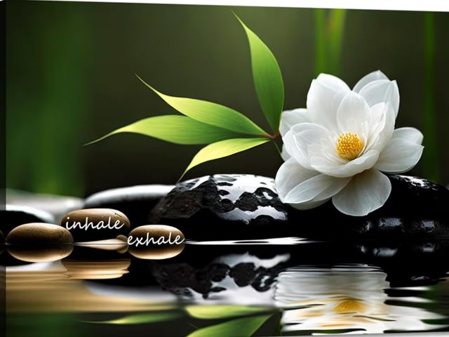 Lot 96-179103 - YIOZHAOFH Lotus Flower Wall Art Zen Canvas Inhale Exhale Poster Black Spas Nature Prints Pictures fo...