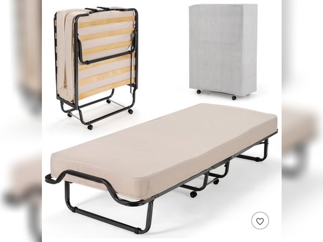 Lot 96-197428 - Costway Folding Bed w/Memory Foam Mattress Dust-Proof Bag Rollaway Metal Bed Sleep appears unused, f...