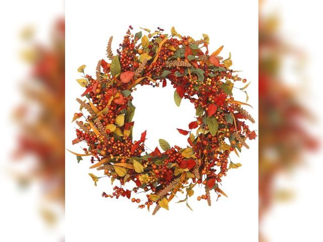 Lot 96-212201 - Autumn Wreath, Thanksgiving Fall Wreath, Artificial Fall Wreaths for Front Door Rustic Autumn Wreath...