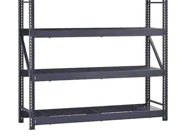 Lot 96-232437 - Husky 4-Shelf Metal Industrial Duty Freestanding Garage Storage Shelving Unit in Black (77 in. W x 7...