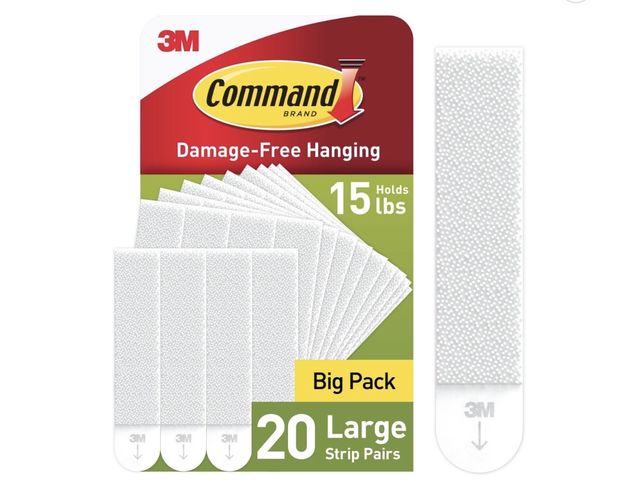 Lot 96-230449 - Command Large Picture Hangers, Holds 15 Ibs, White, Damage-Free Hanging, 20 Pairs Adhesive Strips Ne...