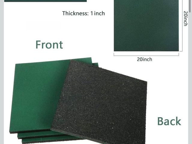 Lot 96-172908 - 4 Pack Interlocking Tiles 20"x20"x1" Heavy Duty Rubber Tile Green Non-Slip Flooring Mat for Playgrou...