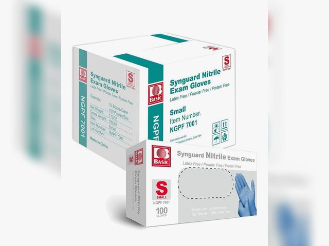 Lot 96-177576 - Synguard Blue Nitrile Exam Gloves - Latex-Free &amp; Powder-Free - NGPF-7001 (Case of 1,000), Small ...