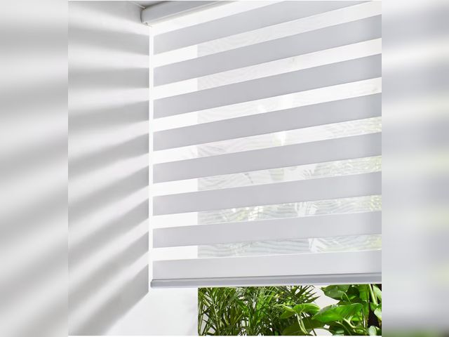 Lot 96-180472 - Persilux Cordless Zebra Blinds for Windows, Free-Stop Dual Layer Zebra Roller Shades (38" W x 72" H,...