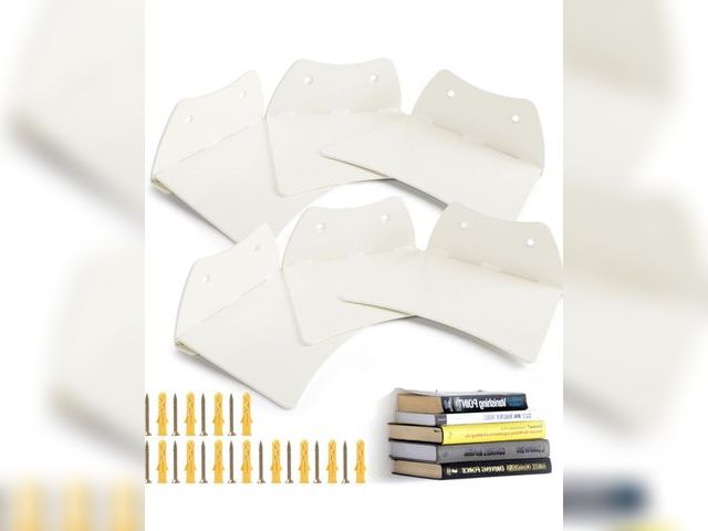 Lot 96-194340 - Eapele Floating Book Shelves, White Dove Color Coated, Steel Constructed Hidden Bookshelf with Mount...