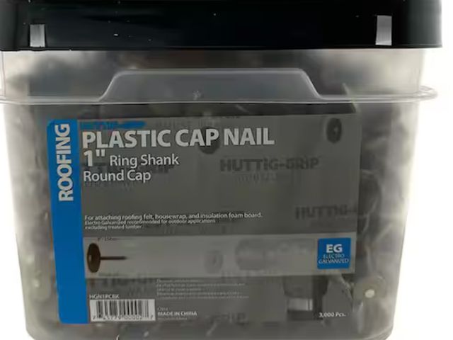 Lot 96-165913 - 1 in. Electro Galvanized Plastic Cap Nail 3M Bucket

New