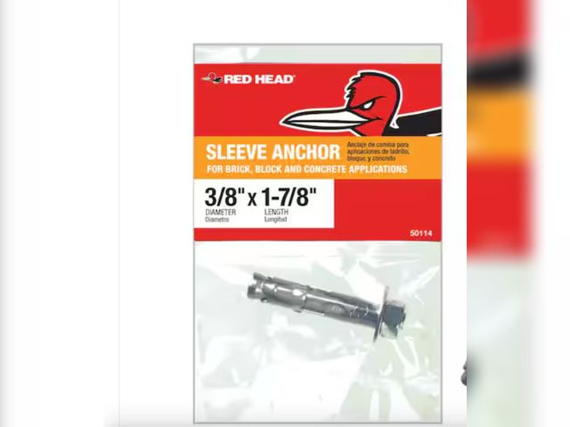 Lot 96-163203 - Red Head 3/8 in. x 1-7/8 in. Zinc-Plated Steel Hex-Nut-Head Indoor Sleeve Anchor (1-Pack) New