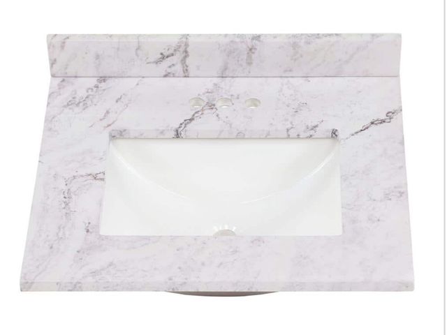 Lot 96-171616 - Home Decorators Collection
25 in. W x 22 in. D Engineered Stone Composite White Rectangular Single S...