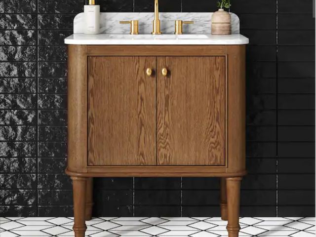 Lot 96-170727 - Home Decorators Collection
Collette 30 in. Single Sink Cinnamon Oak Bath Vanity with White Carrara M...
