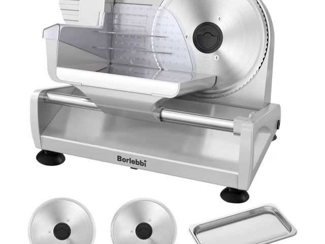 Lot 96-178890 - Meat Slicer, 200W Meat Slicer Machine for Home, DC Motor Quiet Deli Slicer with 2 Removable 7.5'' St...