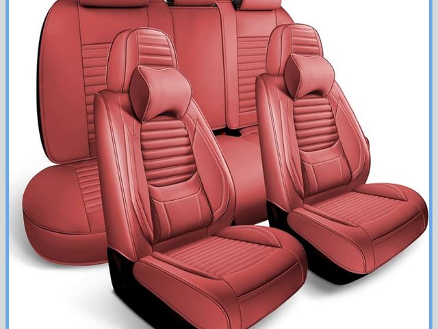 Lot 96-188664 - Complete Car Seat Cover, Faux Leather Seat Covers, Front and Rear 5 Seats with Headrest Pillows, Air...