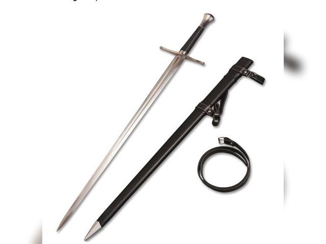 Lot 96-164065 - Handmade Cast Sharp Blade Medieval Sword, Full Tang, with Leather Protective Cover,Real Metal Sword ...