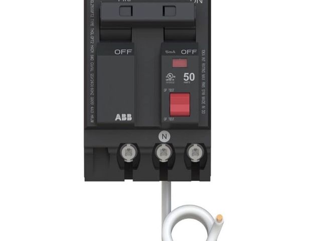 Lot 96-212179 - ABB 50 Amp 240-Volt Double Pole
Ground Fault Breaker with Self-Test (THQL2150GFT2A) MSRP $135

New