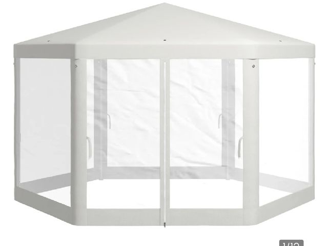 Lot 96-159656 - Outsunny 13' x 11' Outdoor Party Tent, Hexagon Sun Shade Shelter Canopy w/ Protective Mesh Sidewalls...