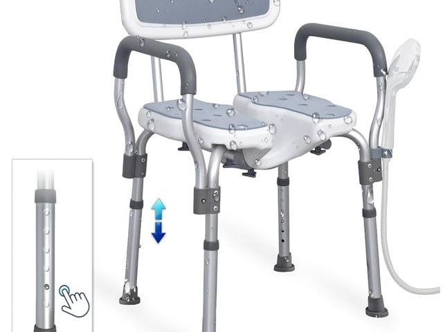 Lot 96-171350 - BiJun Shower Chair for Inside Shower, Upgraded U-Shape Shower Seat Heavy Duty Shower Chair with Arms...